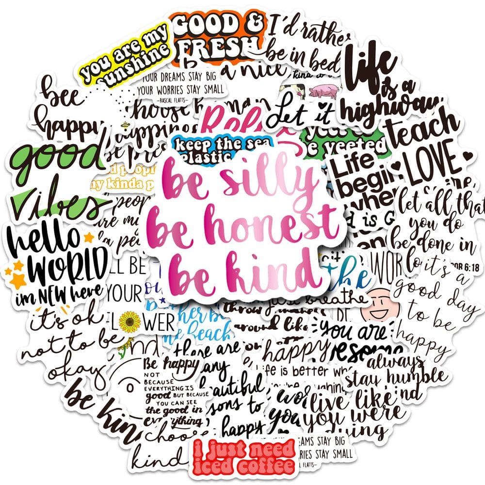 Pacote de adesivos Inspirational Text Anime, vinil impermeável, 50 unidades