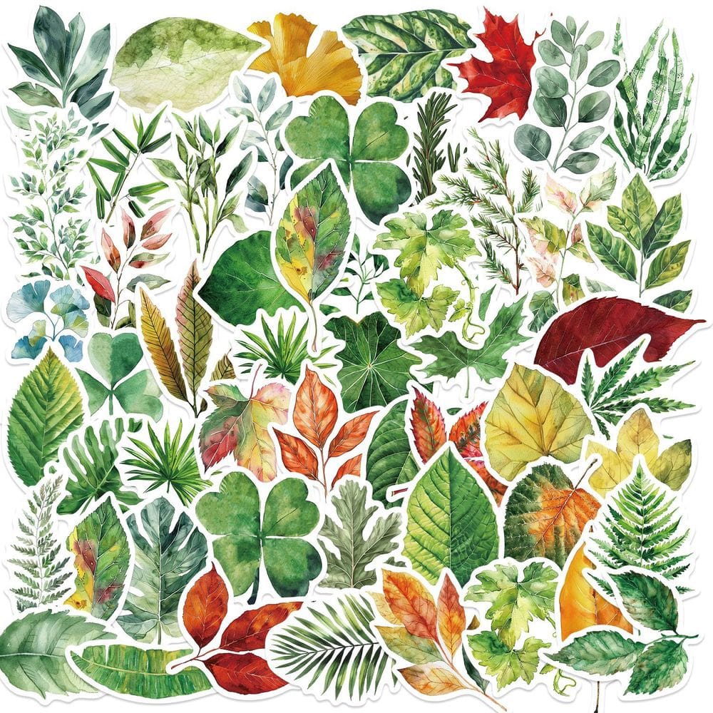 Adesivos Trees Leafs, vinil impermeável, anime, 50 unidades/lote