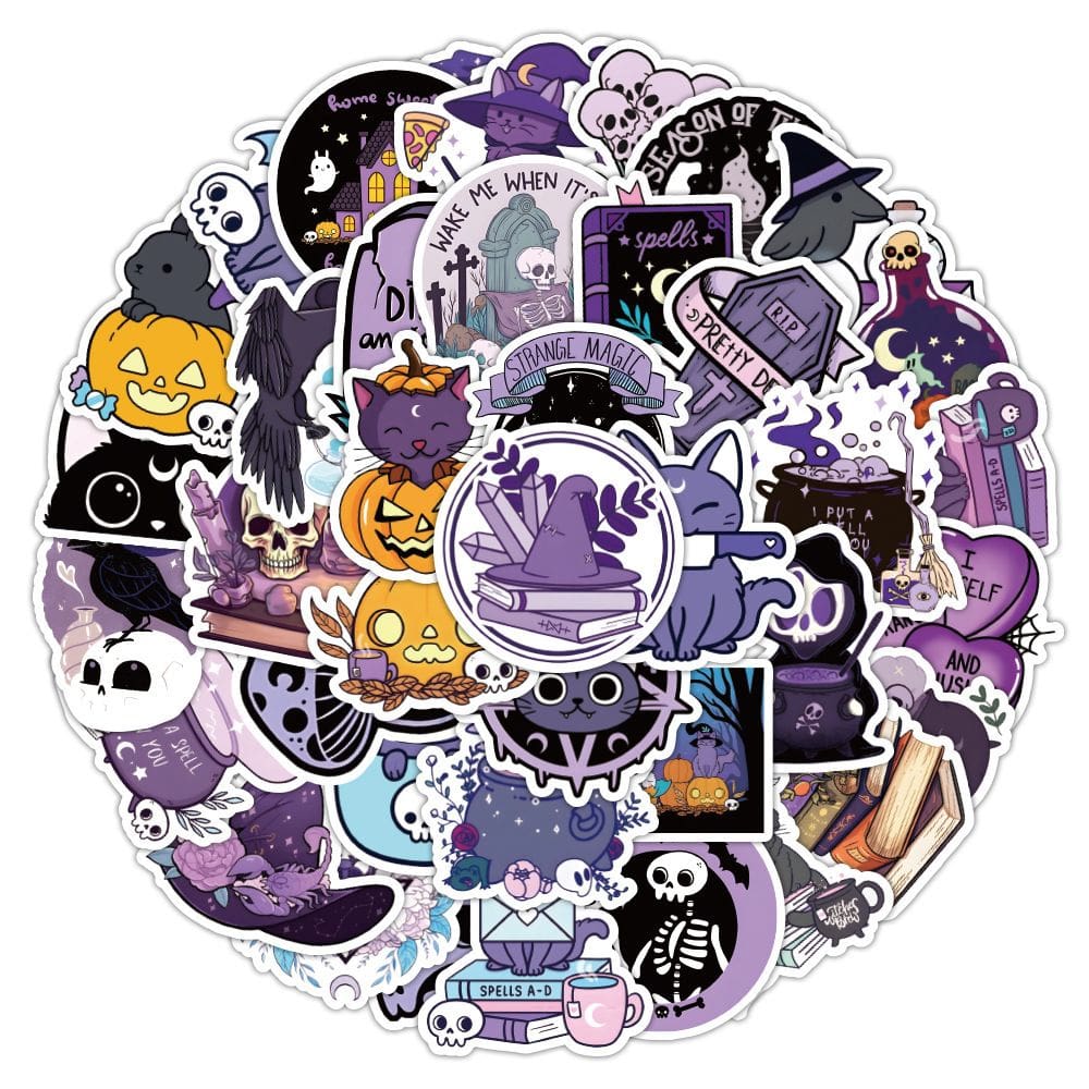 Adesivos de vinil impermeável Purples Magics Cats 50 unidades/lote
