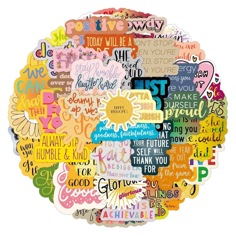 Pacote de adesivos com texto inspirador em inglês, anime, à prova d`água