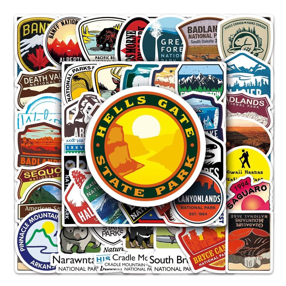 Adesivos de vinil impermeável Nationals Parks, anime, 50 unidades