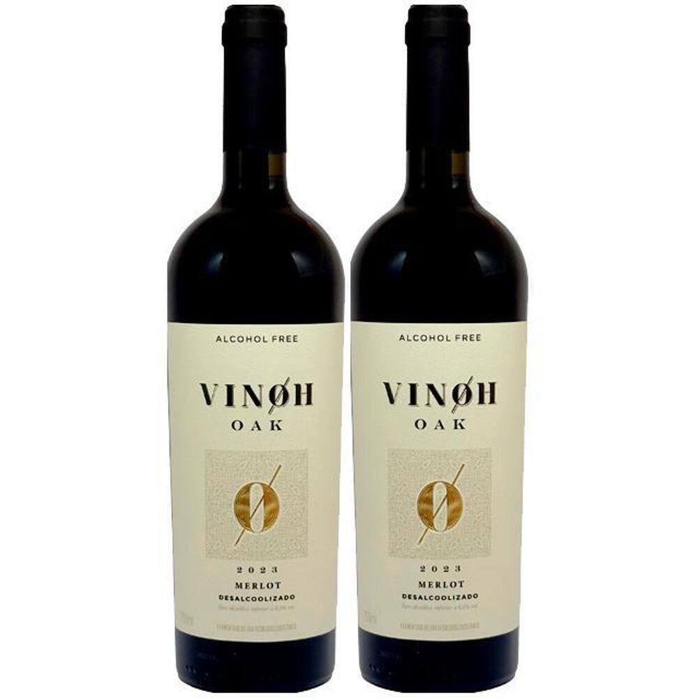 Vinho Sem Álcool Tinto Seco Merlot Vinoh Oak - 02 Un