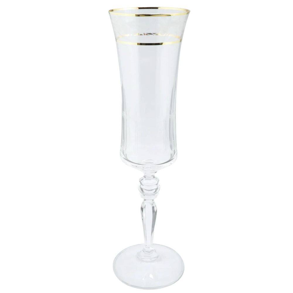 Taça De Champanhe Grace 190Ml Com Friso Platino Cristal Luxo