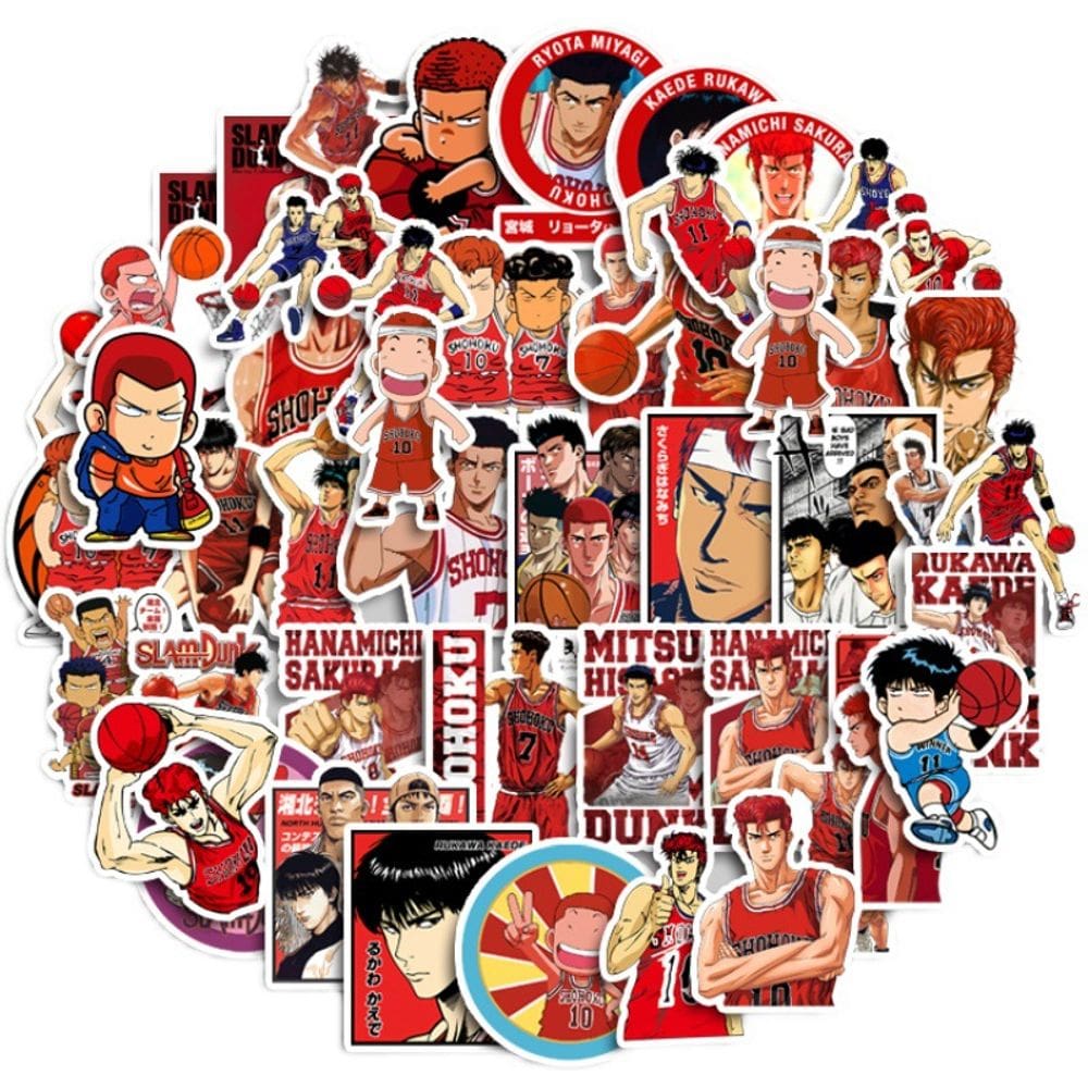 Adesivos Slams Dunks, vinil impermeável, anime, 50 unidades/lote