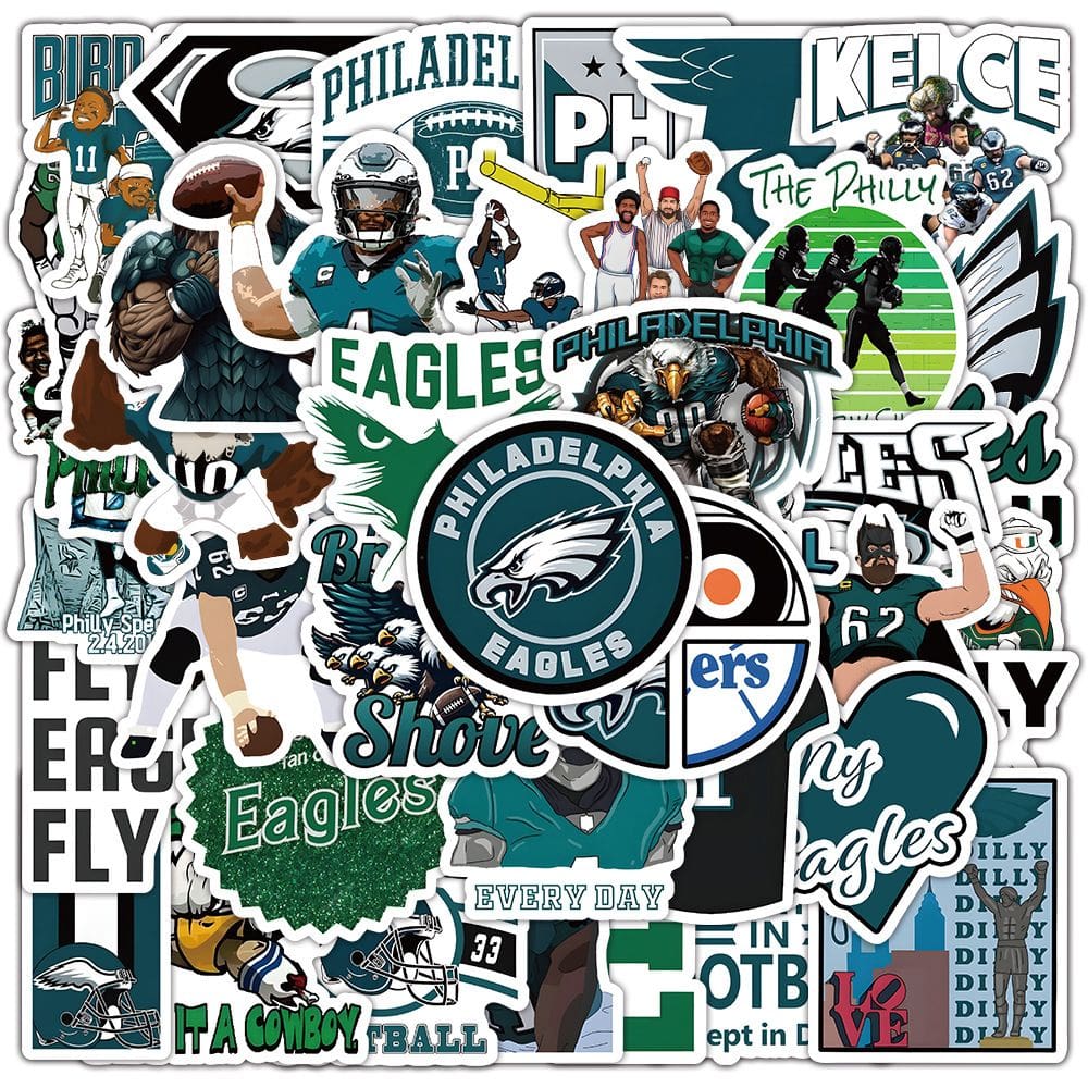 Adesivos Philadelphia Eagles em vinil impermeável, 50 unidades