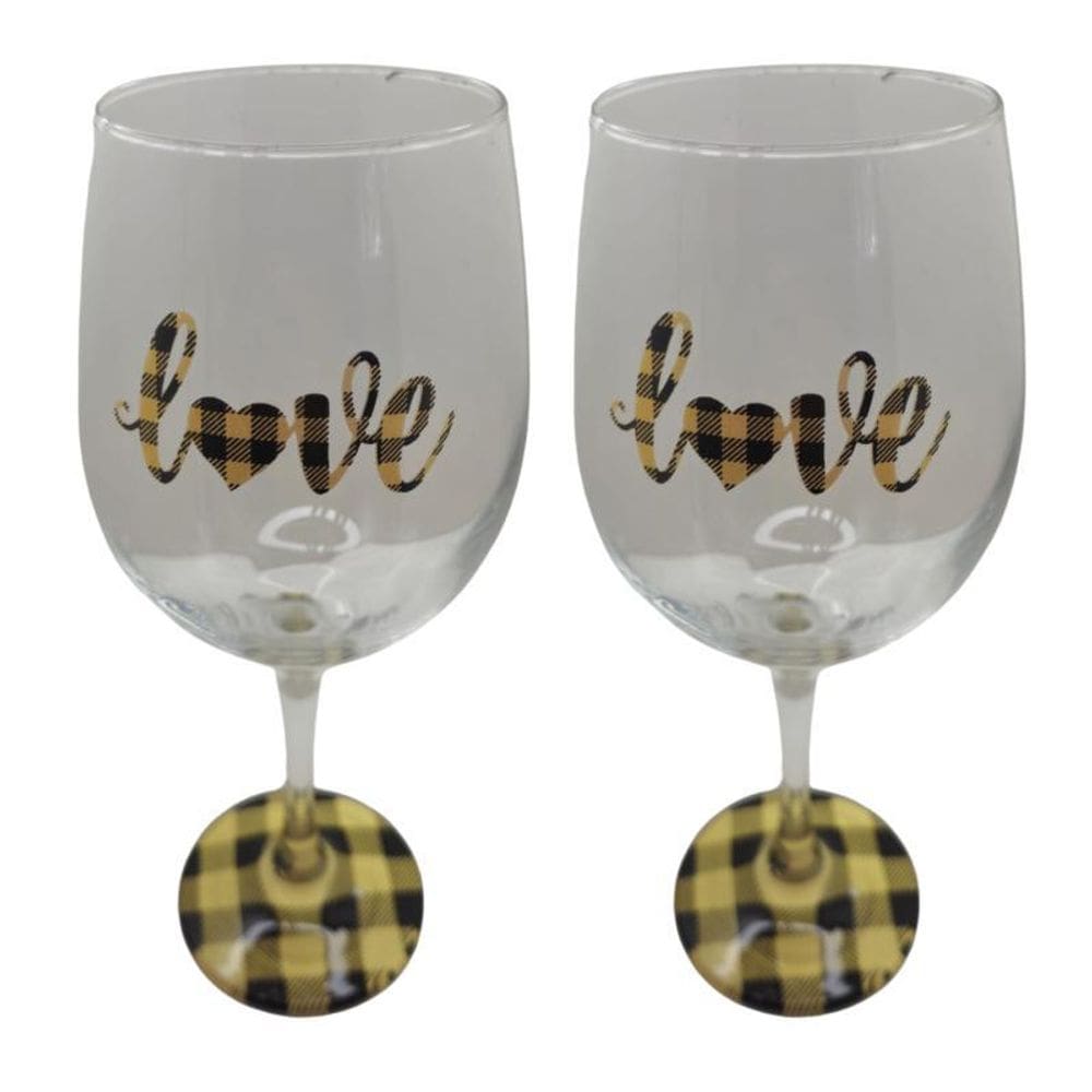 Kit 2 Taças Love Personalizadas Casal Vinho Amarelo 490 Ml