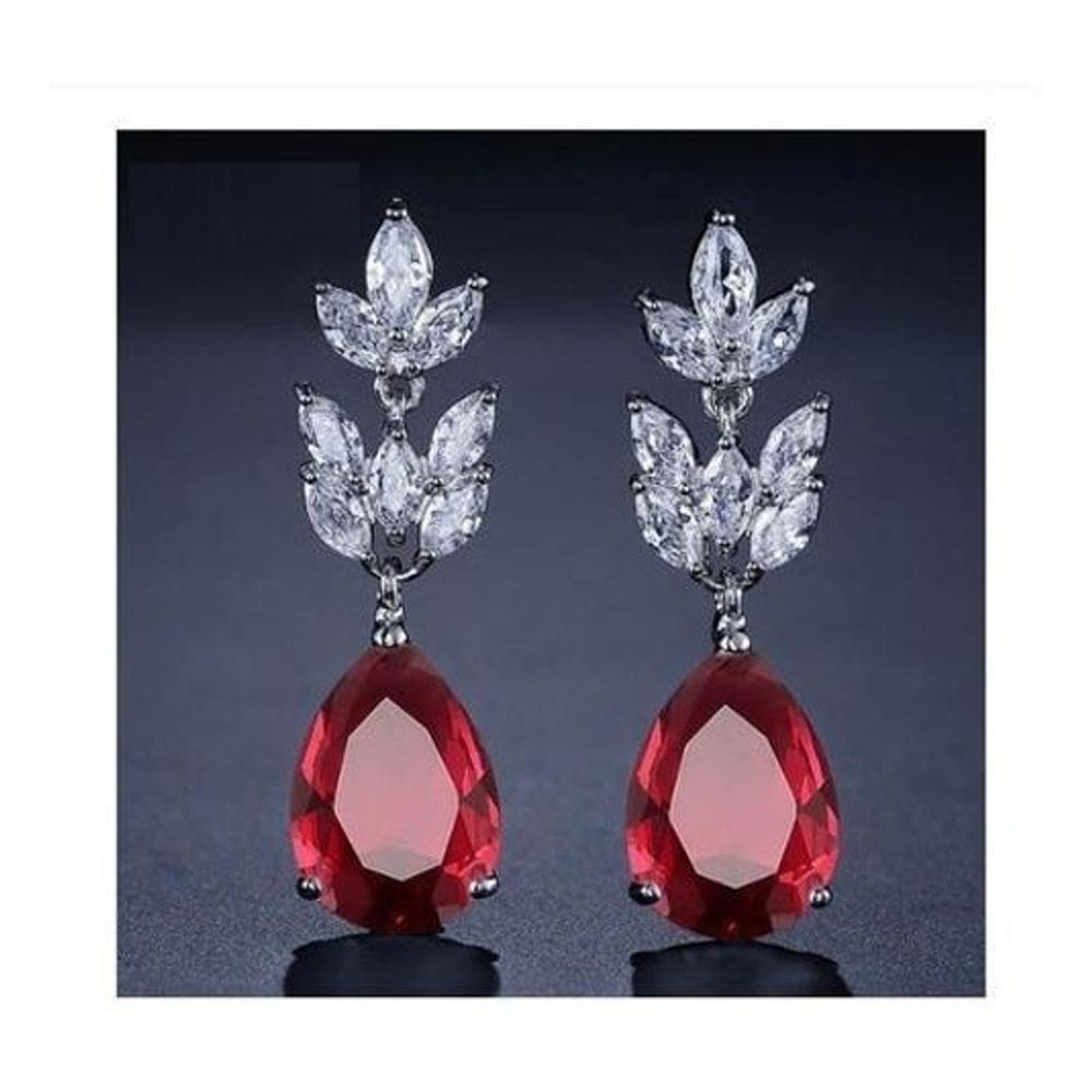 Brinco Noiva Zirconia Gota Debutante - Vermelho