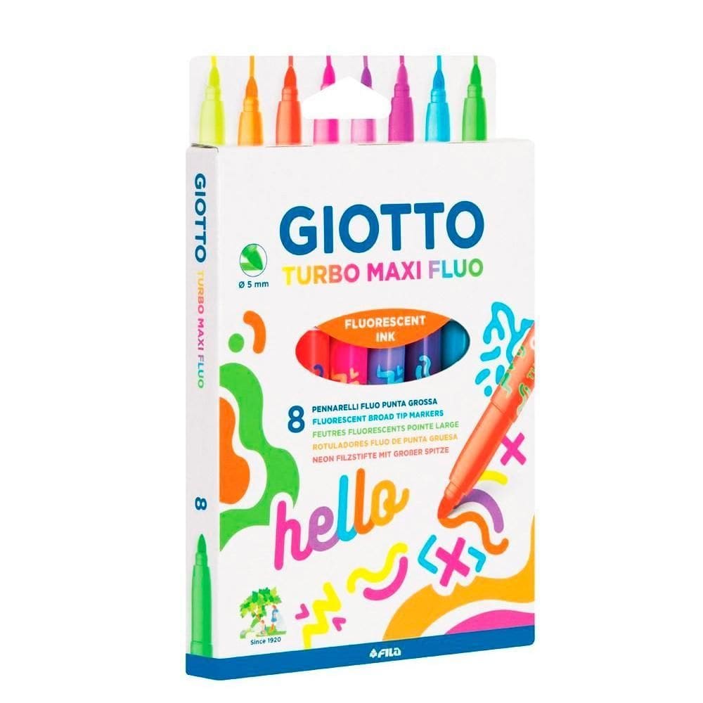 Caneta Hidrográfica Giotto Turbo Maxi Fluo 8 Cores