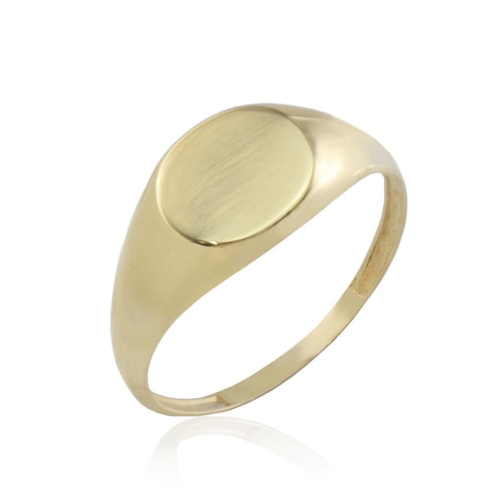Anel Chapa Oval Polido Em Ouro 18K