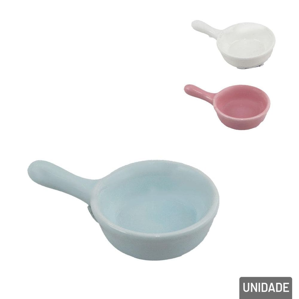 Enfeite de Cerâmica 6x10cm Mini Frigideira Color - Tudo em Caixa