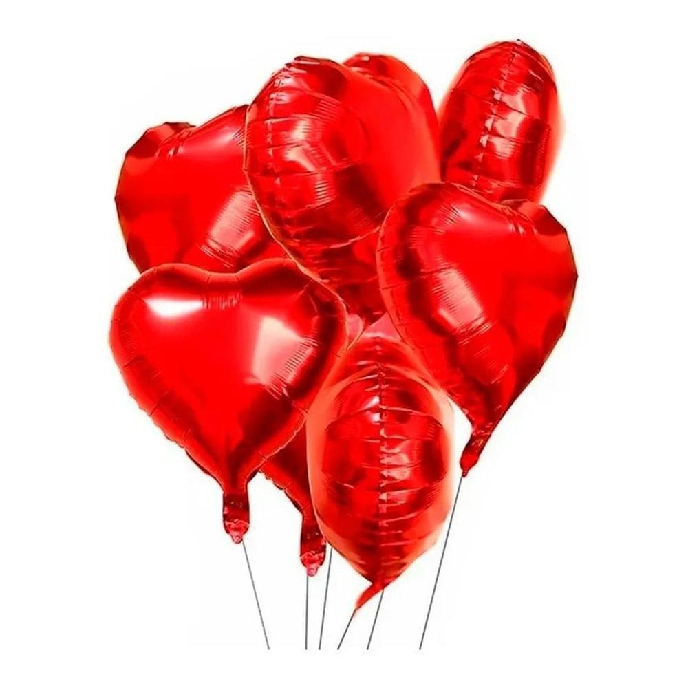 2X 25 Balão Metalizado Coração - 45 Cm C/Lacre Decoração Fes