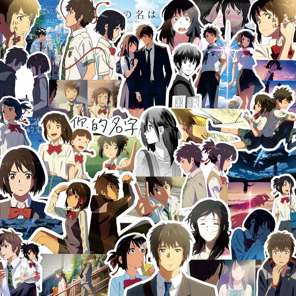 Adesivos Yours Names, vinil impermeável, anime, 70 unidades
