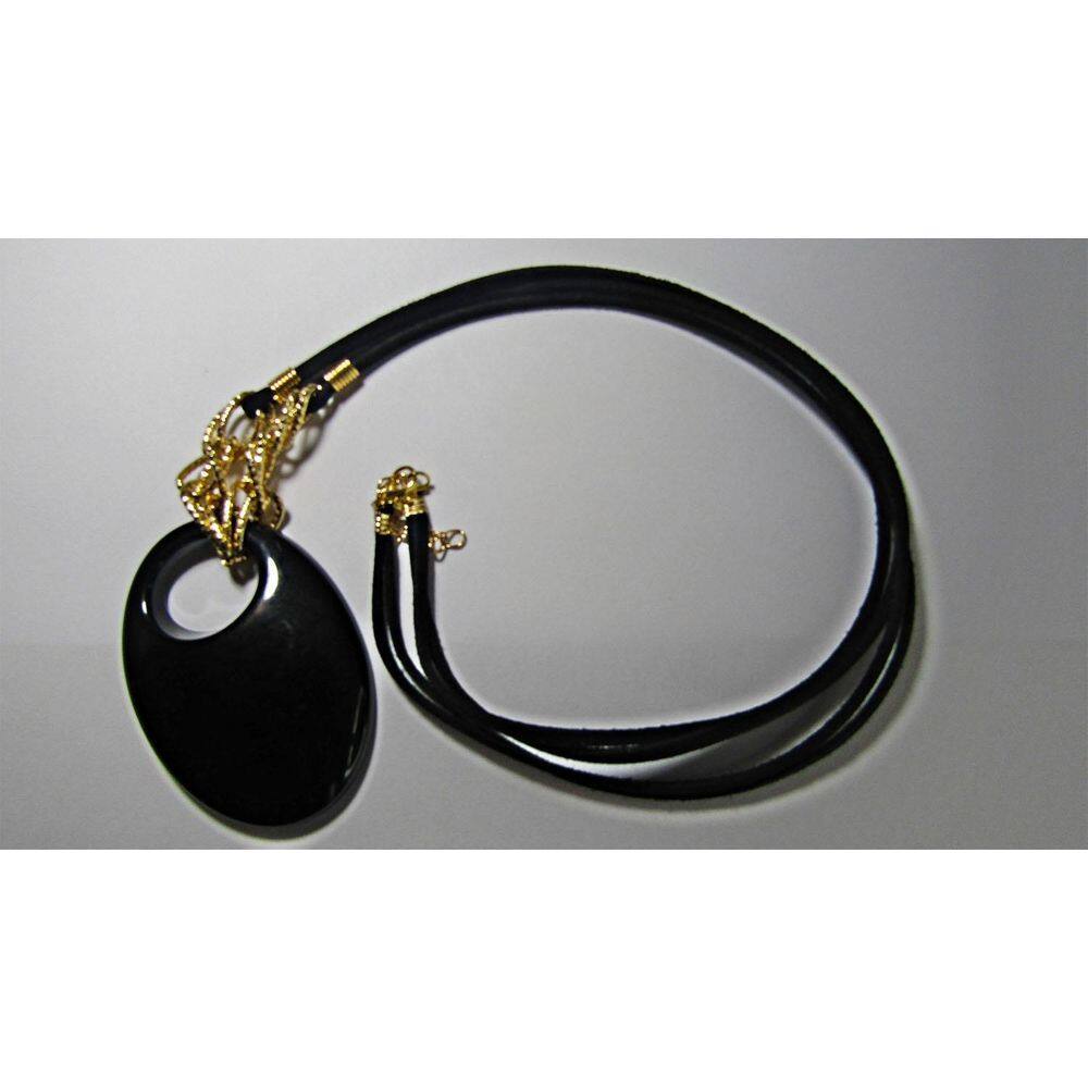 Colar Artesanal Cordão De Camurça E Pingente De Acrílico F