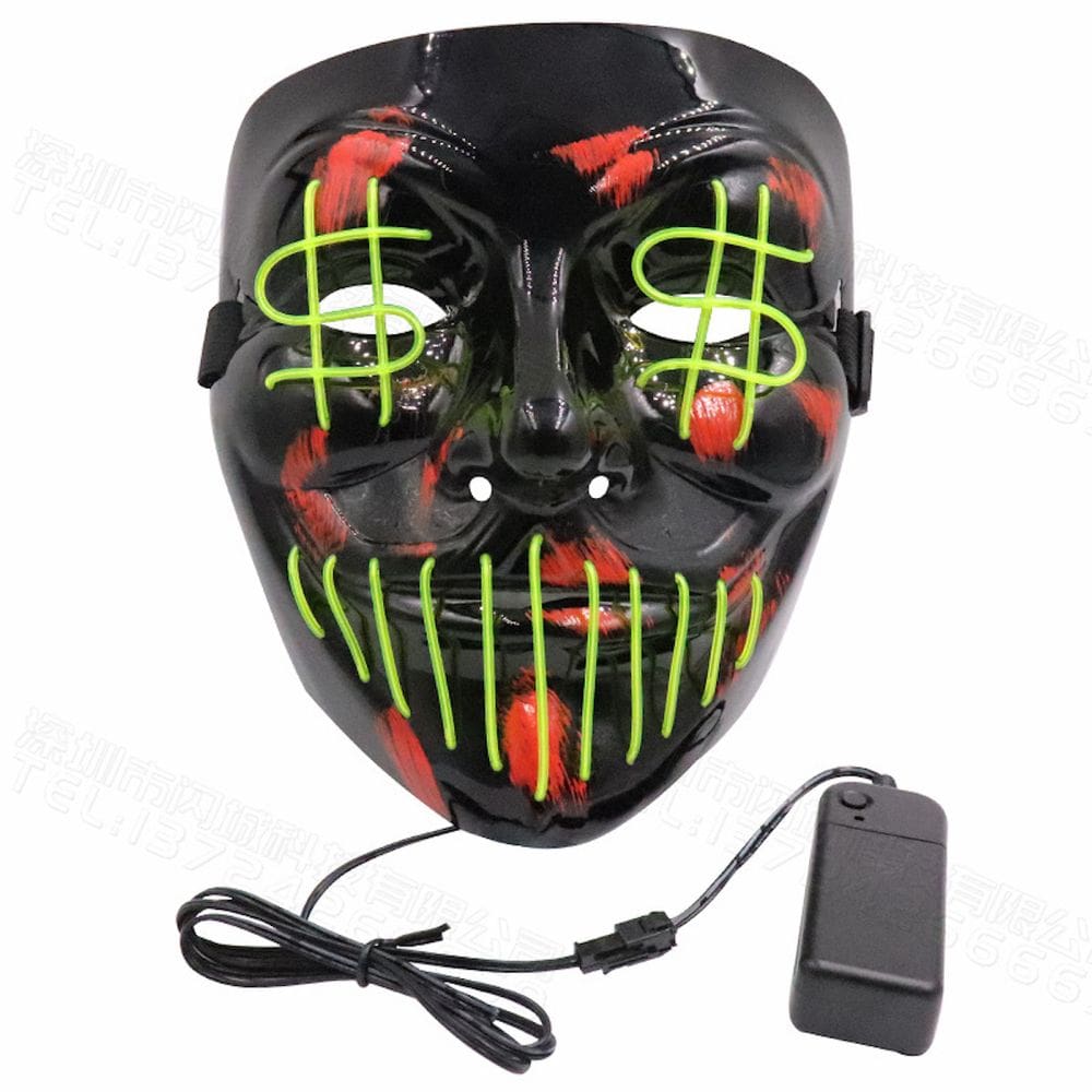 Máscara Black Ghost Full Face Full Face Luminous Cosplay Traje