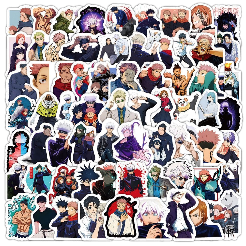 Adesivos Jujutsus Kaisens, vinil impermeável, anime, 100 unidades