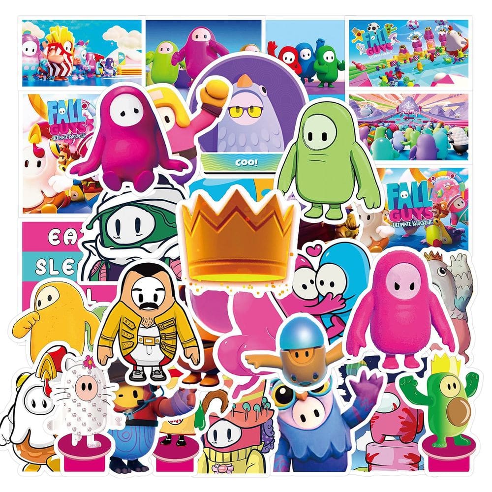 Pacote de adesivos Falls Guys Anime, vinil impermeável, 50 unidades