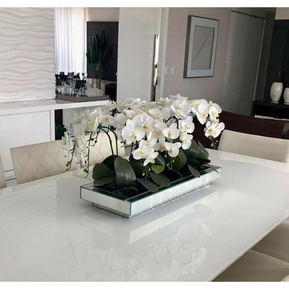 Centro De Mesa Espelho Prata Decoração 50X25