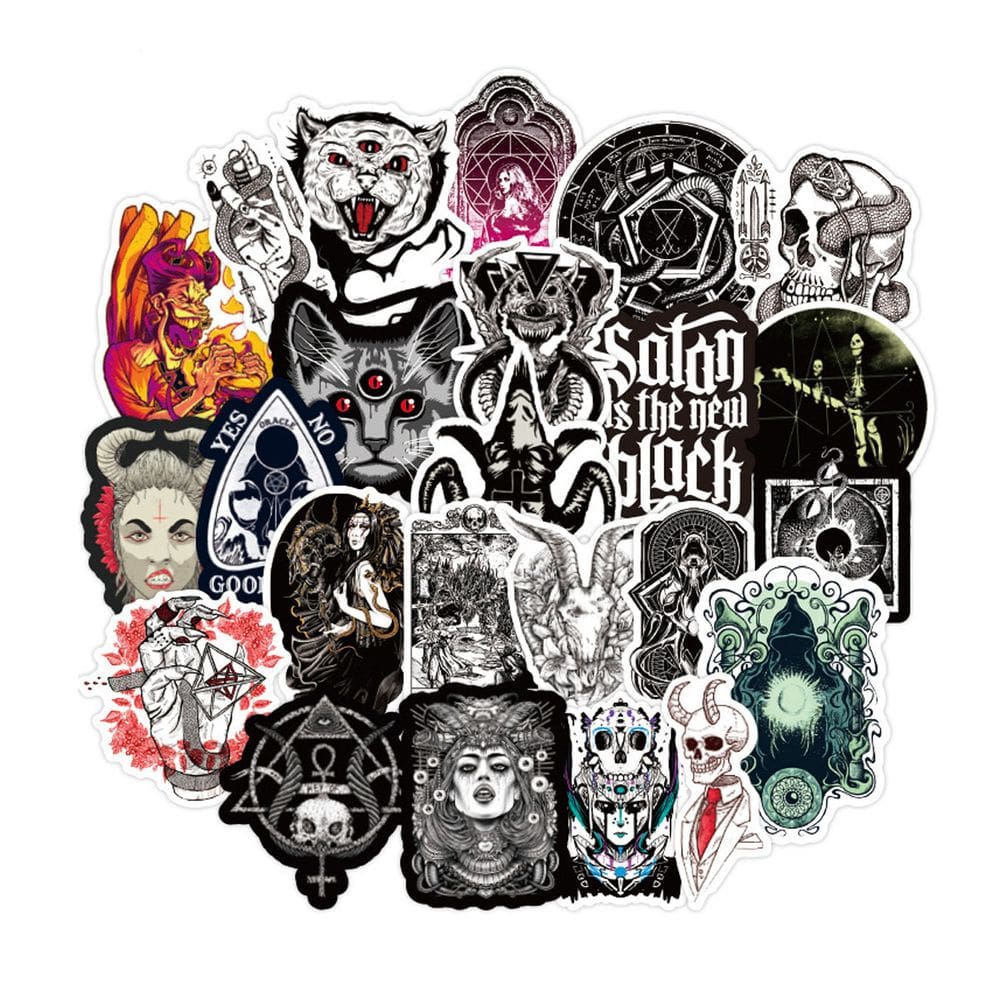 Pacote de adesivos Gothic Devil Black and White Punk Anime 50 unidades