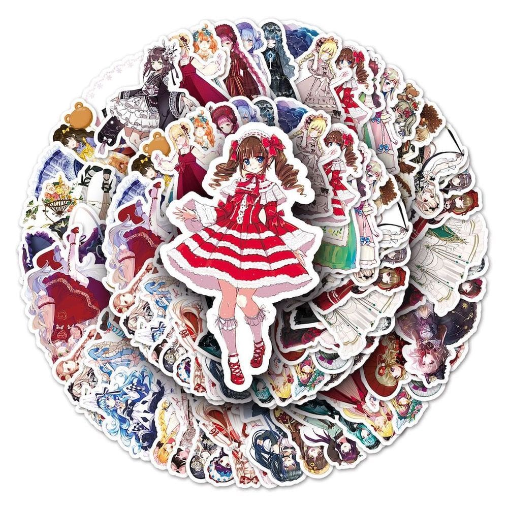 Pacote de adesivos Lolitas Anime, 50 unidades de adesivos decorativos de desenhos animados