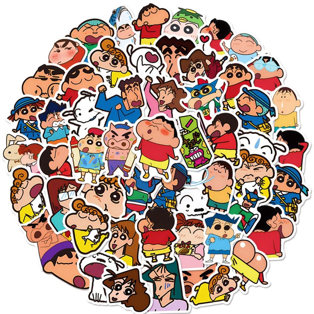 Adesivos ShinChans Anime, vinil impermeável, pacote de 50 unidades