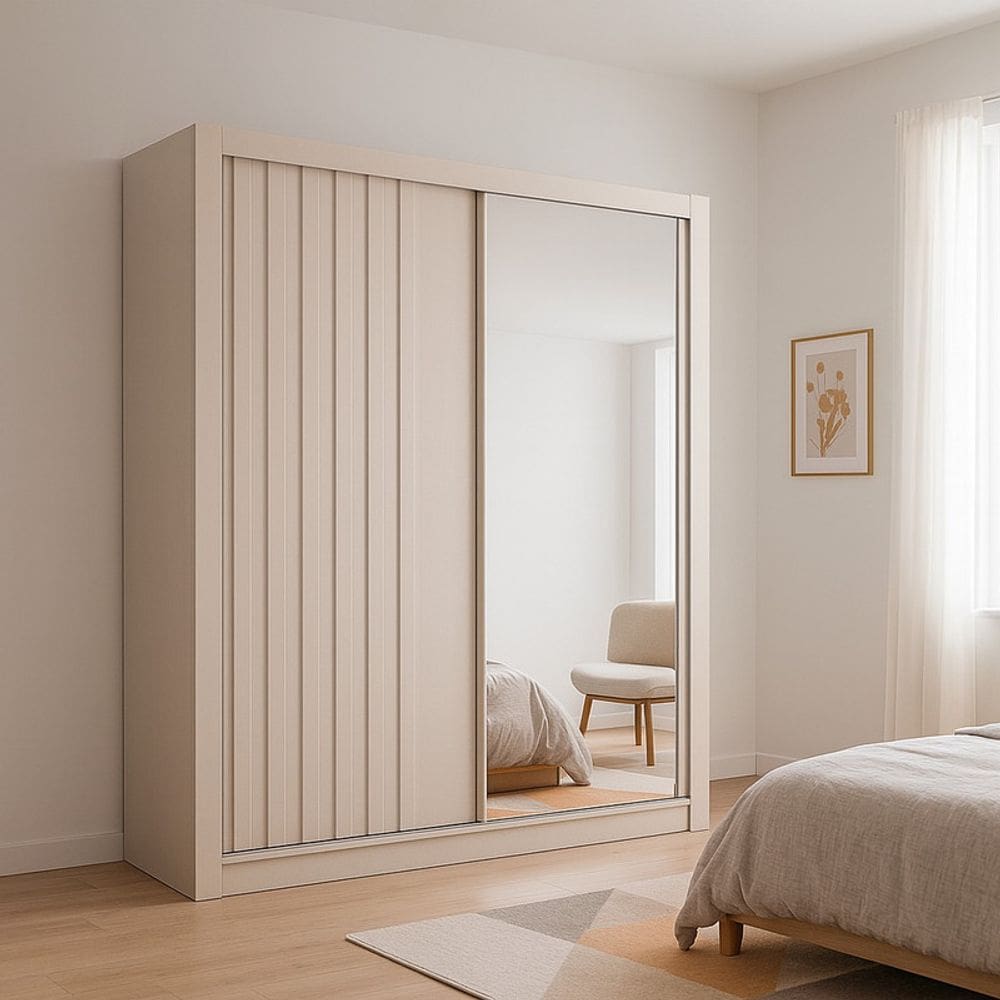 Guarda Roupa Ripado 2 Portas 4 Gav com Espelho Urban Solare