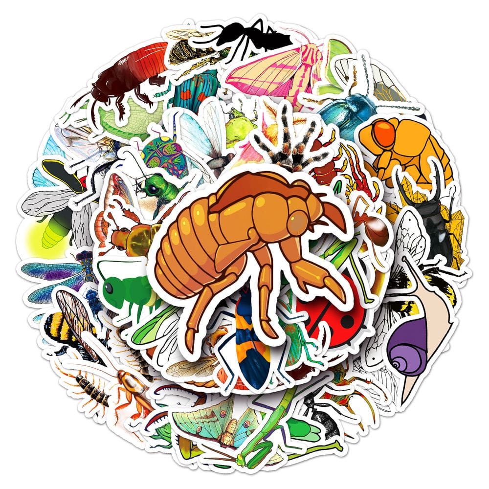 Pacote de adesivos Insect Anime, vinil impermeável, 50 unidades