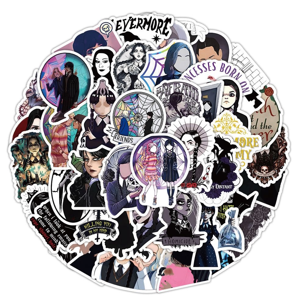 Adesivos Wednesdays Anime em vinil impermeável, pacote com 100