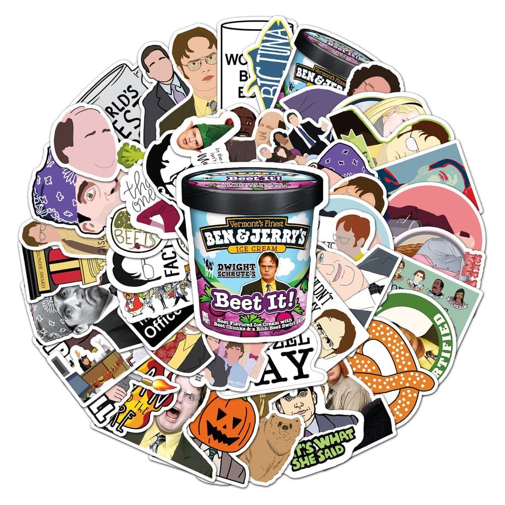 Pacote de adesivos de vinil impermeável Office Anime, 50 unidades/pacote