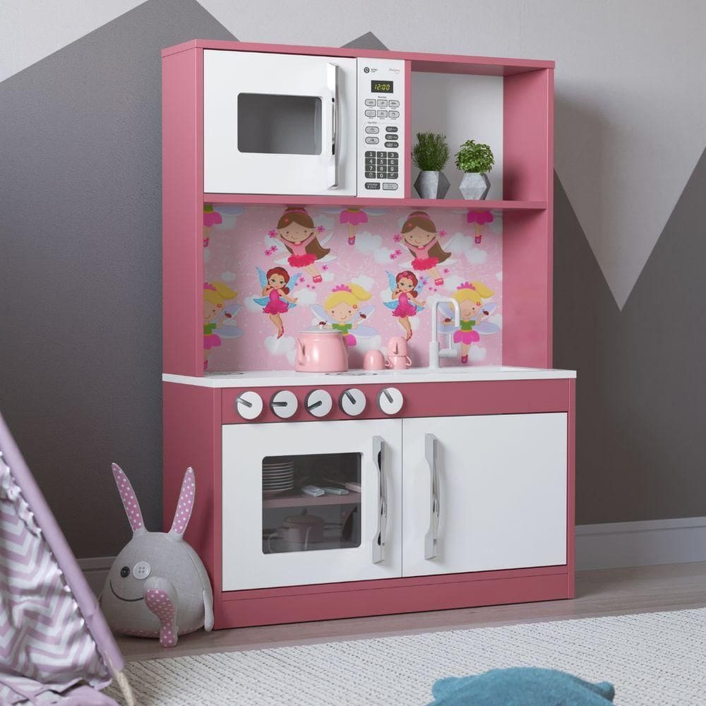 Cozinha Infantil Diana Em Mdf Branco Rosa