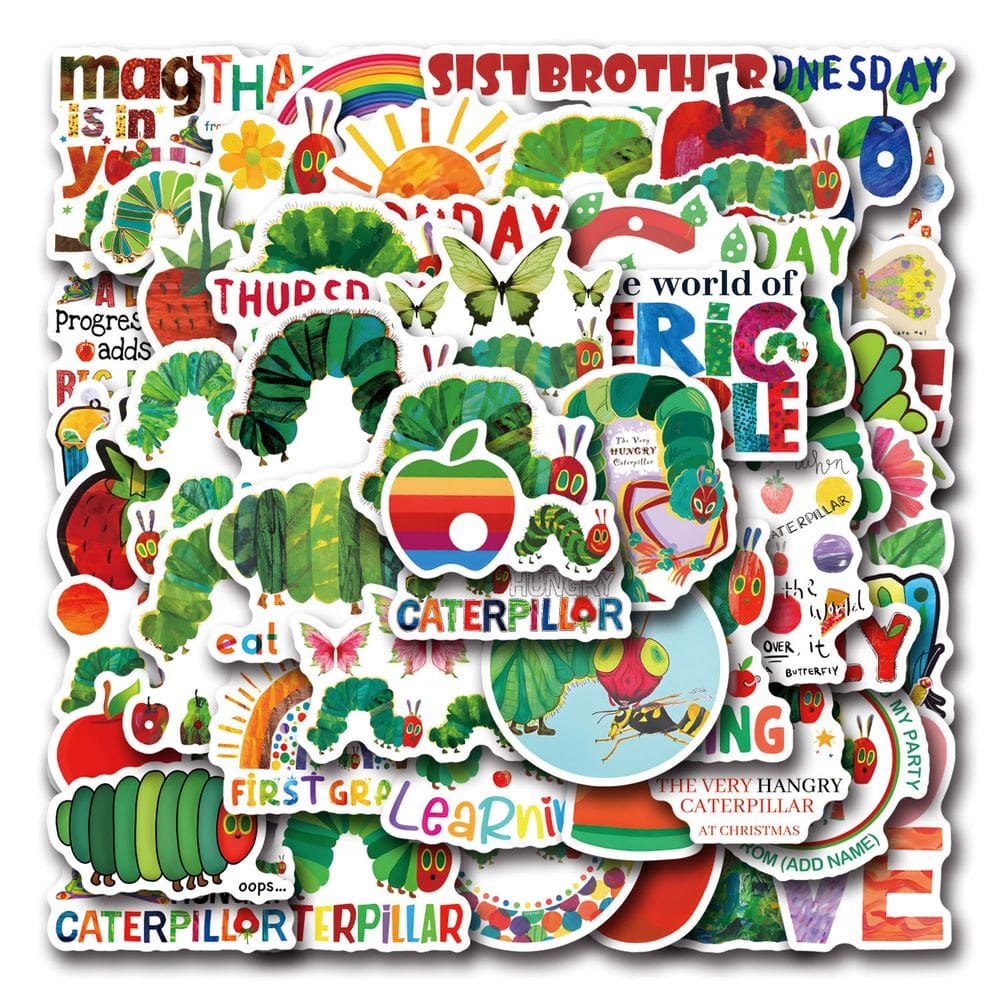 Adesivos Verys Hungrys Caterpillars impermeáveis 110 unidades