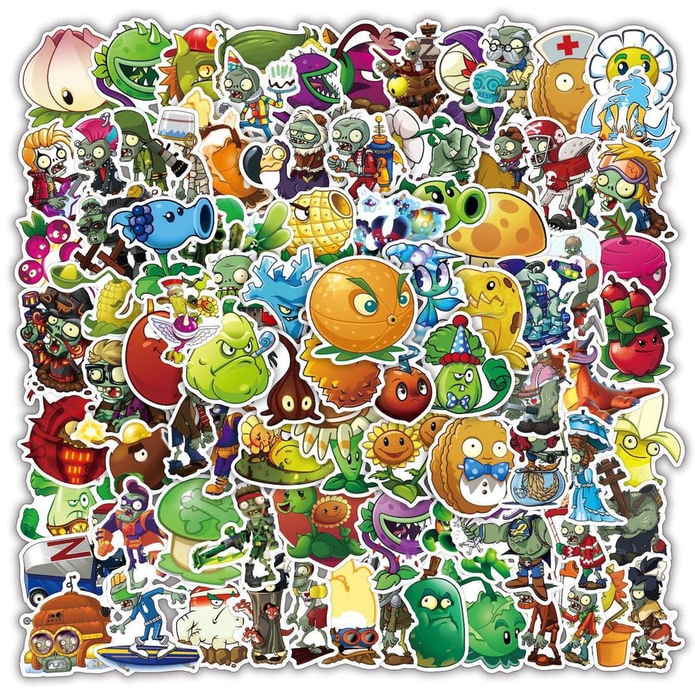 Adesivos Plants Zombies Anime Cartoon 50 unidades de PVC impermeável