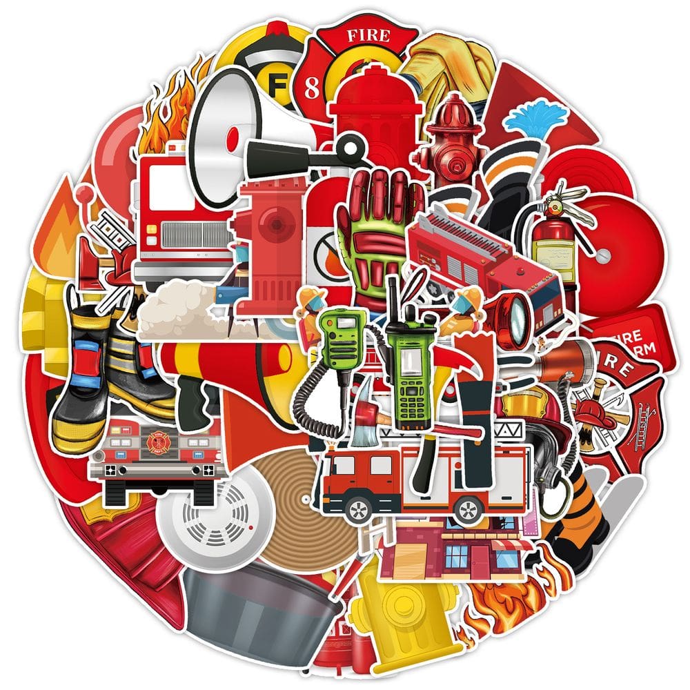 Pacote de adesivos FireFighting Hero Anime, vinil impermeável, 50 unidades