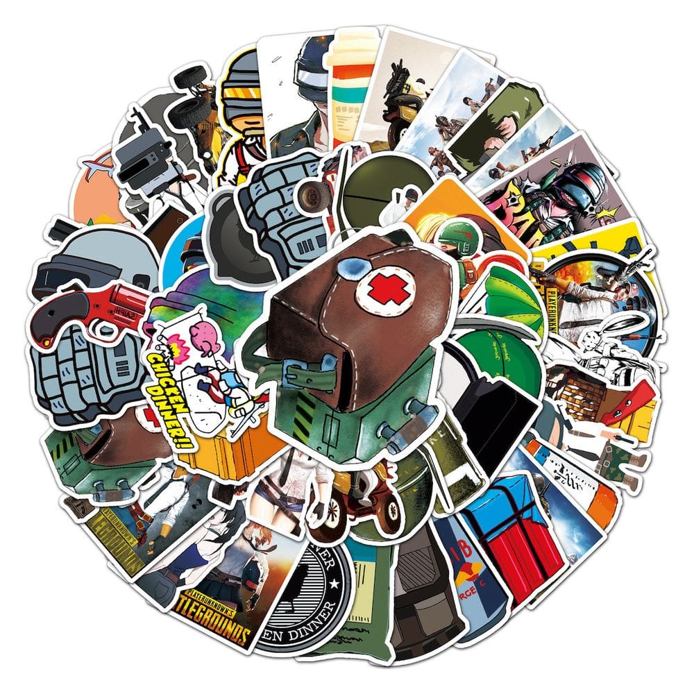 Adesivos Playerunknowns PUBGS Anime 50 unidades de PVC impermeável