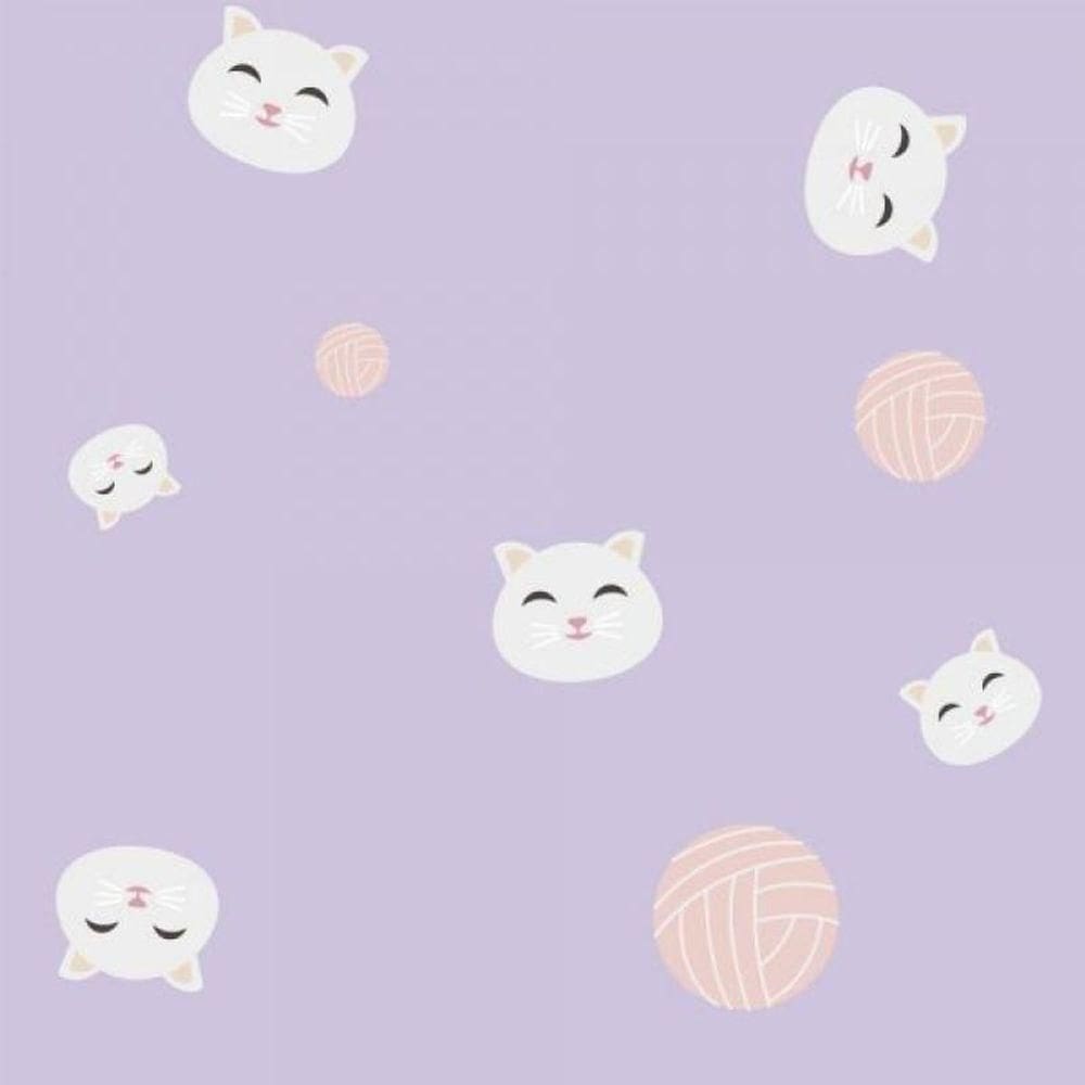 Papel De Parede Infantil Gato E Bola De Lã