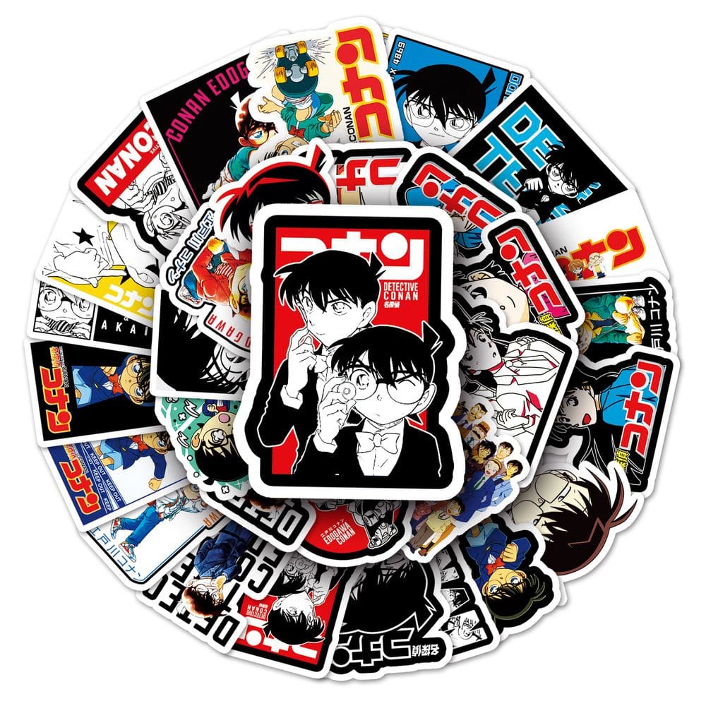 Adesivos de vinil impermeável Detectives Conans, anime, 50 unidades