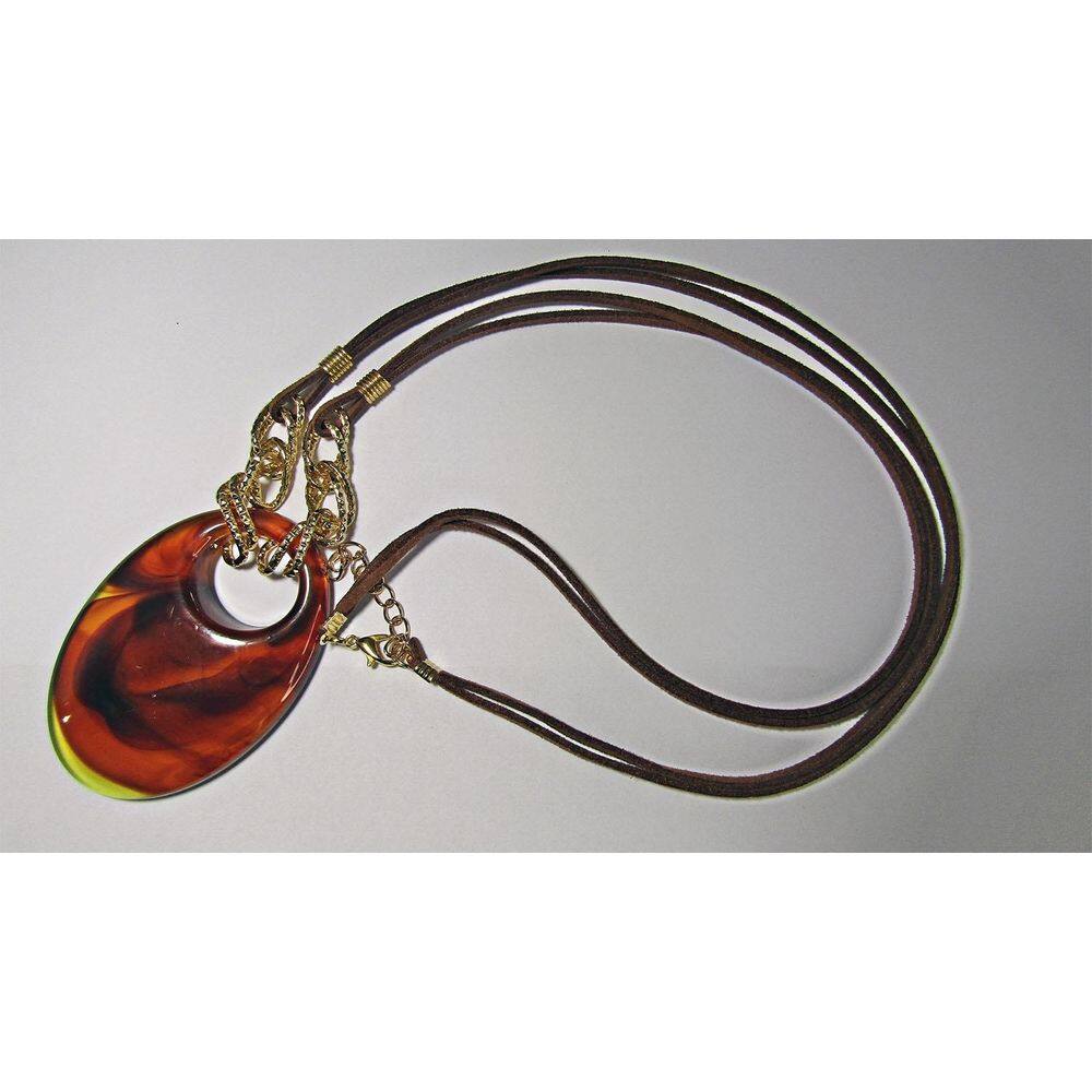 Cordão De Camurça Colar Artesanal Com Pingente De Acrílico B