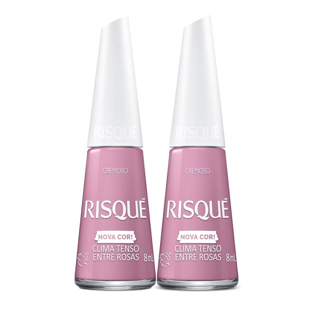 Kit 2 Esmalte Risqué Nova Cor Cremoso Cor Clima Tenso Entre Rosas 8ml