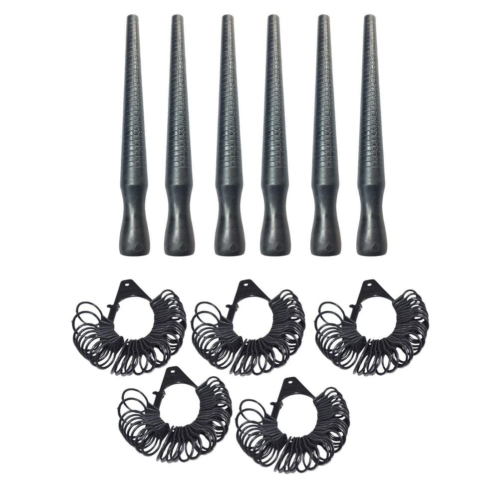 Kit 12Un Aneleira Plástica + 12Un Bastão Pau Medidor Anel