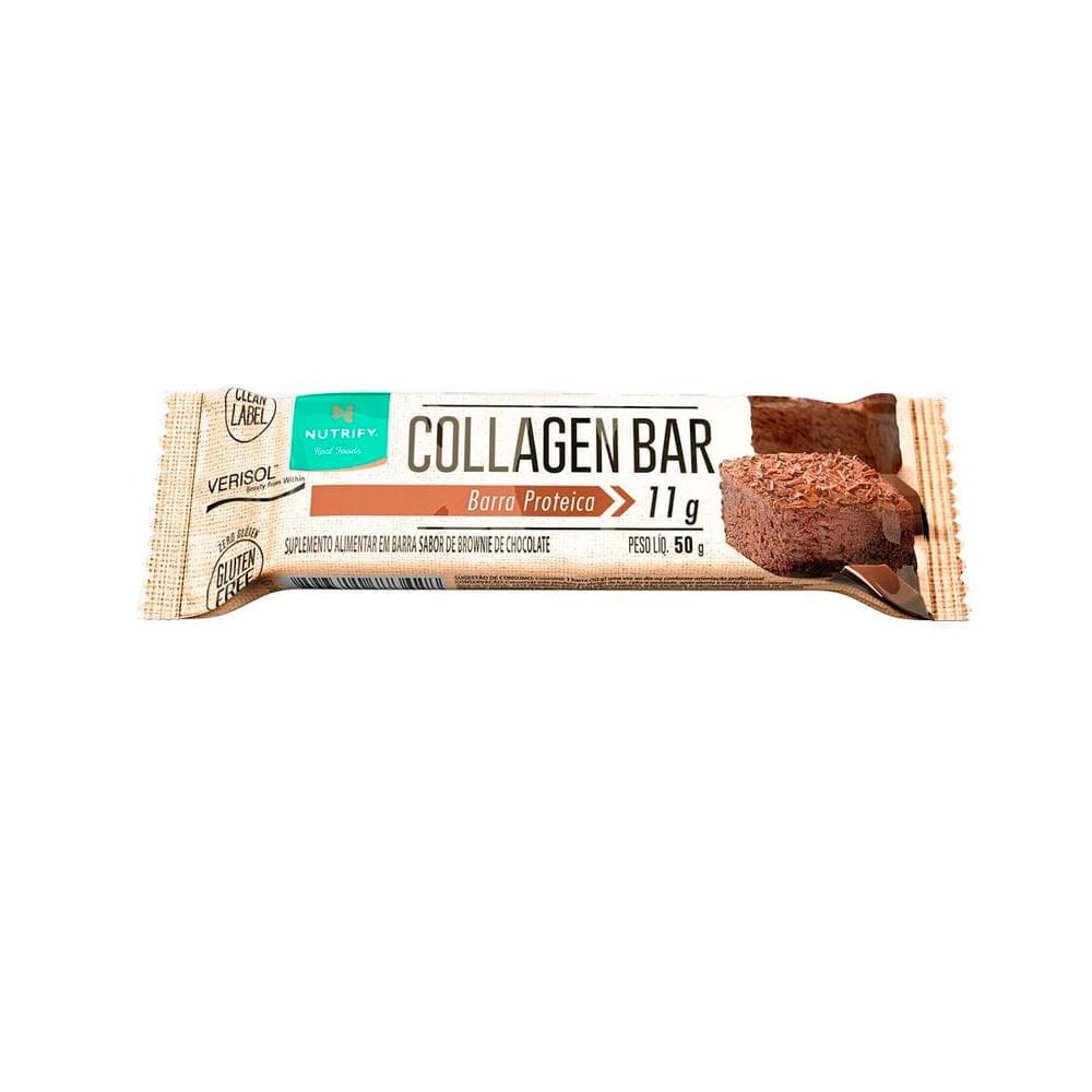 Barra de Proteína Collagen Bar Nutrify Brownie de Chocolate 11g de Proteína 50g