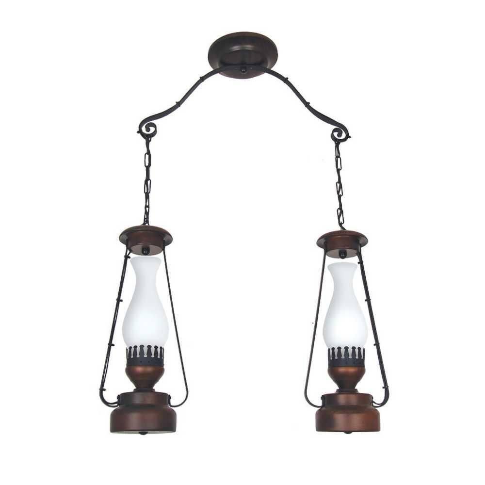 Pendente Lampião Envelhecido 2 Lâmpadas 882E - Luminárias Müller