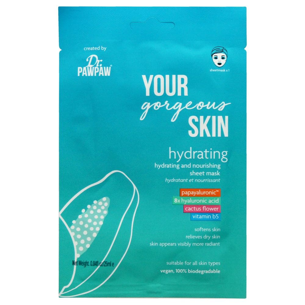 Máscara de lençol Dr. PawPaw para hidratar sua pele linda 25 ml