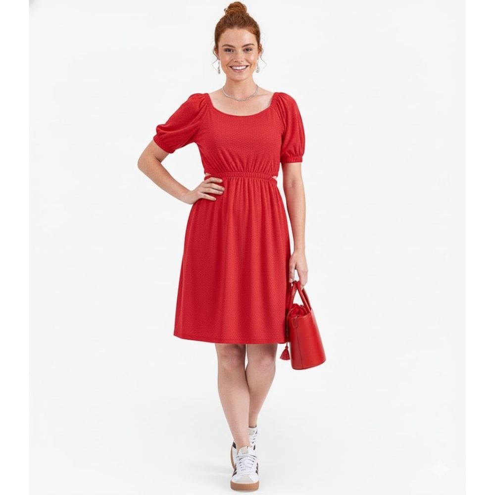 Vestido Elástico Feminino Natal Vermelho Festa Confortável