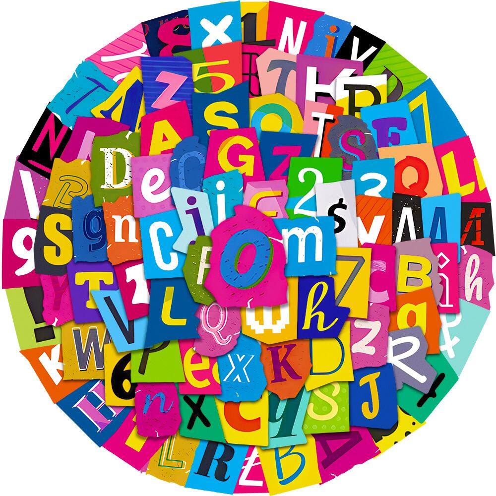 Pacote de adesivos de anime alfanumérico inglês, 100 unidades à prova d`água