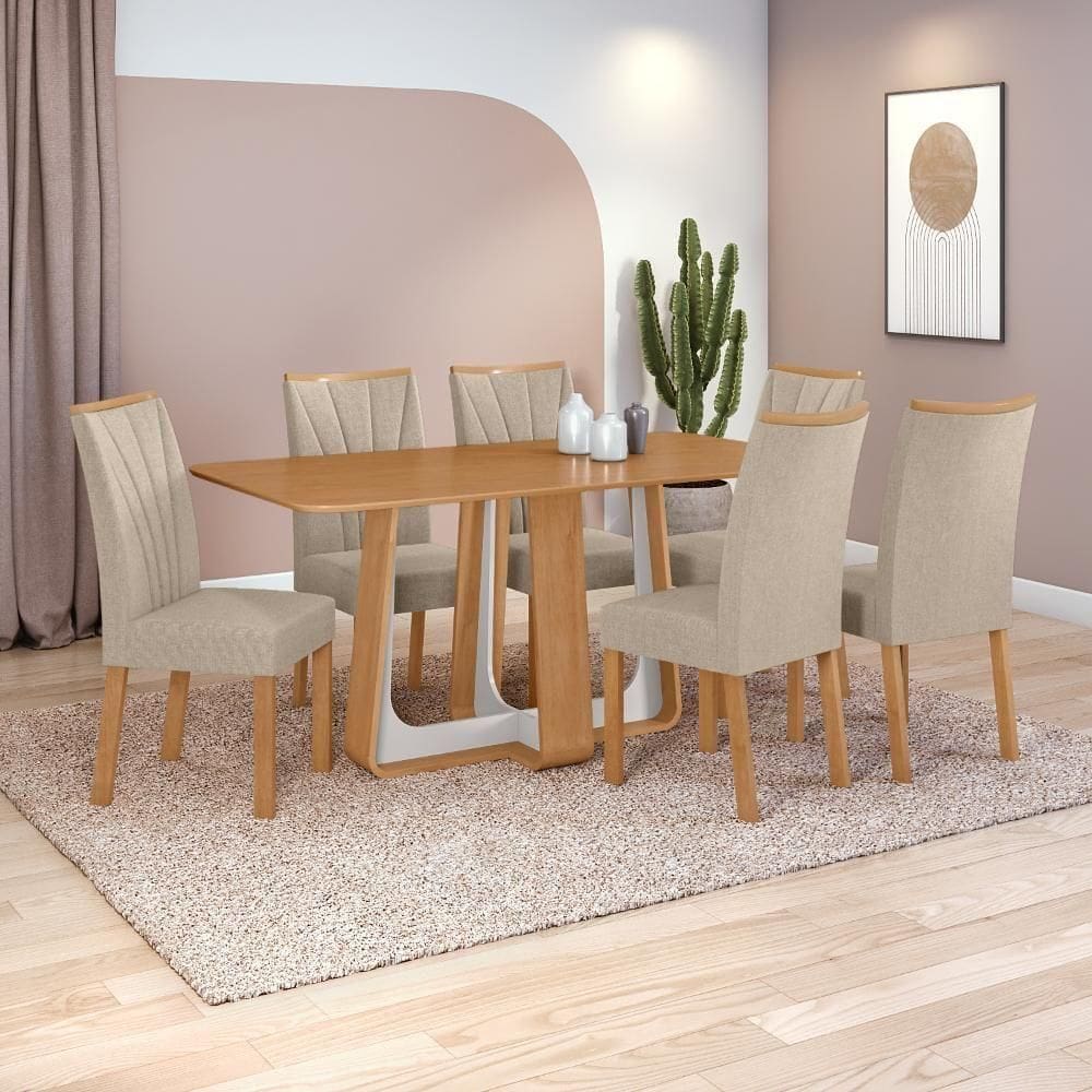Conjunto Sala De Jantar Mesa Easy Pop 6 Cadeiras Confort.