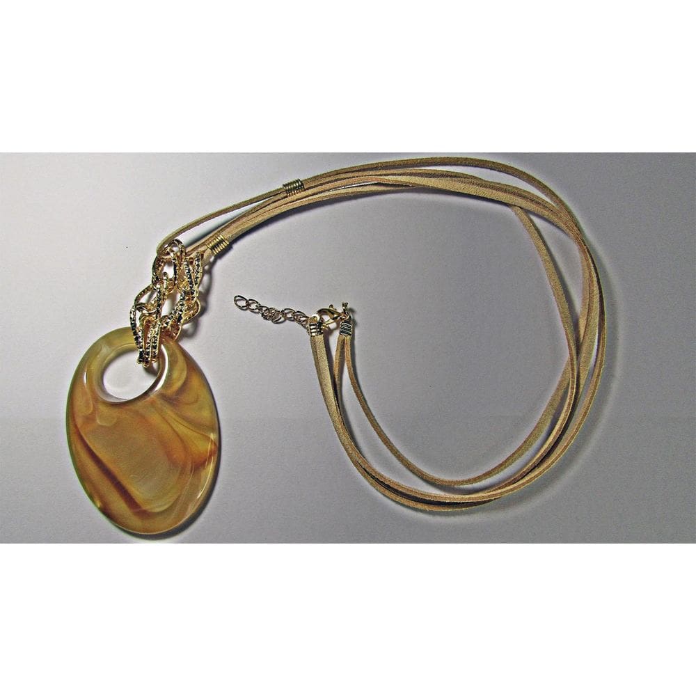 Colar Artesanal Cordão De Camurça E Pingente De Acrílico C