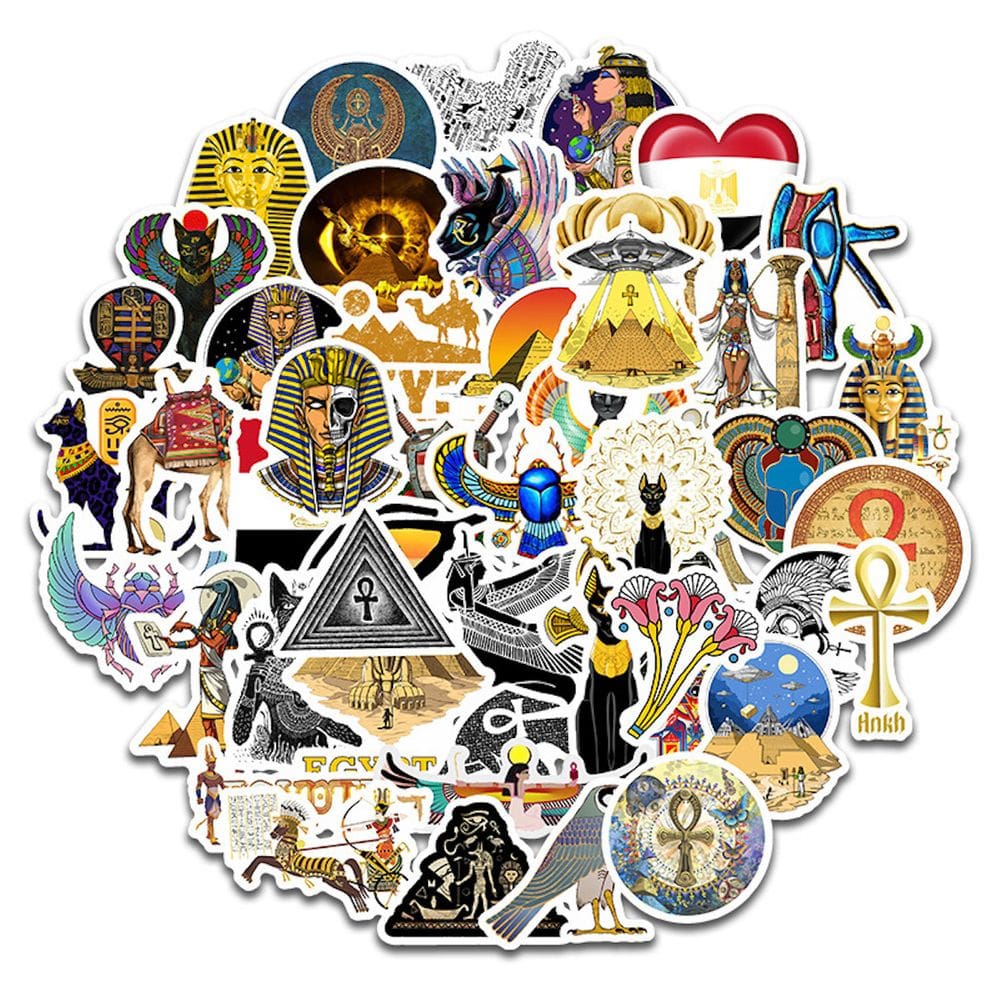 Pacote de adesivos Egyptian Pyramid Pharaoh Mummy 50 unidades