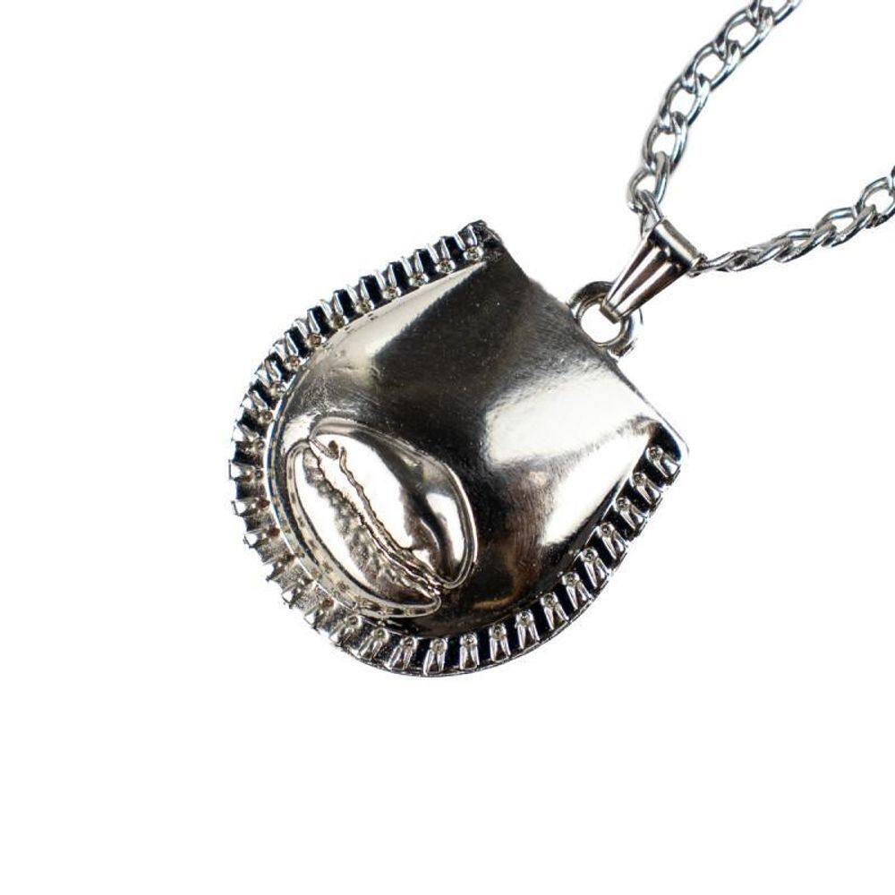 Colar Corrente Pingente Búzios Metal 2,5 Cm Niquelado