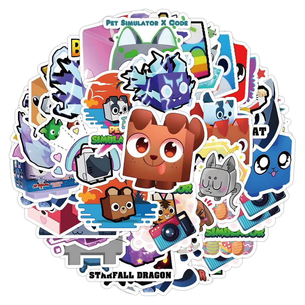 Pacote de adesivos Pet Simulator Anime Waterproof Vinyl x50