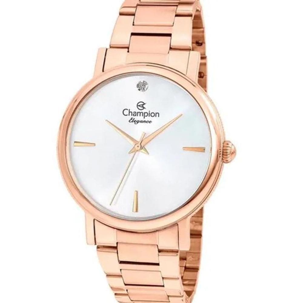 Relogio Champion Rose Clássico Delicado Mostrador Branco
