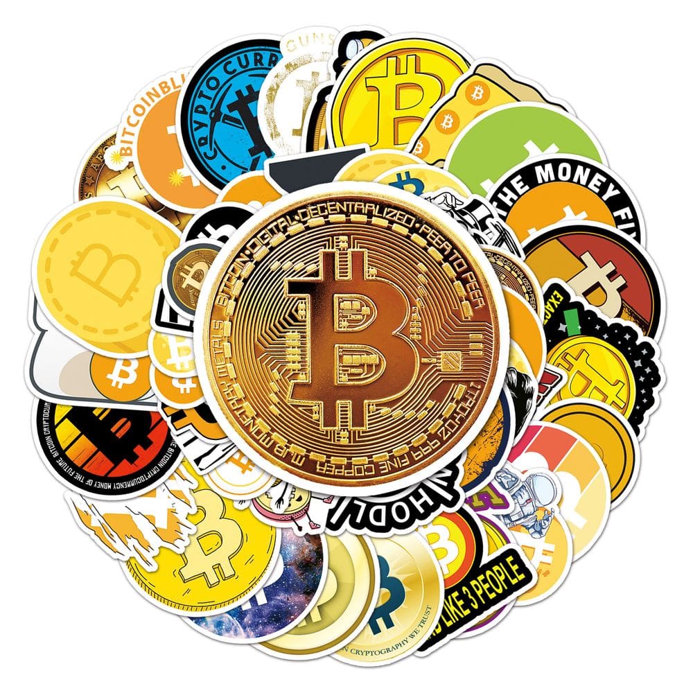Pacote de adesivos Bitcoins, anime, vinil impermeável, 50 unidades